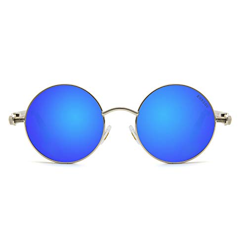 Image of RONSOU Steampunk Style Round Vintage Polarized Sunglasses Retro Eyewear UV400 Protection Matel Frame