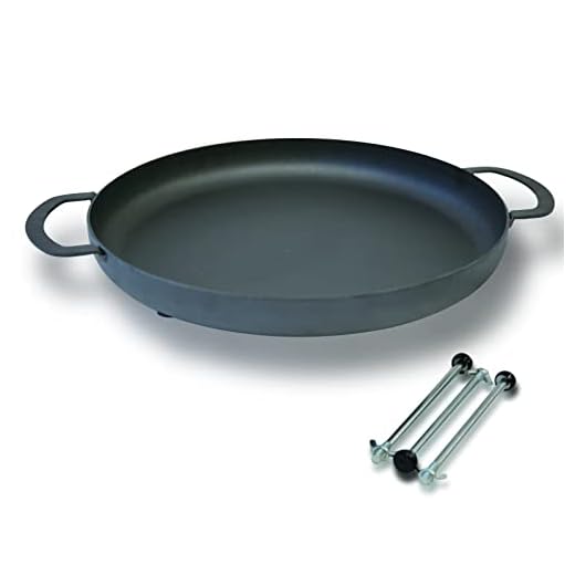 Keleday Grelha/chapa de ferro fundido de 43,9 cm, redonda de aço carbono antiaderente com alças, frigideira lat, fogão portátil ao ar livre com wok, frigideiras de acampamento para cozinhar,