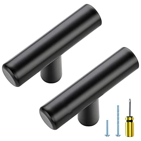 Ravinte 15 Pack Black T Bar Cabinet Knobs 2 Inch Dresser Knobs Matte Black Single Hole Drawer Knobs Cabinet Handles Cover