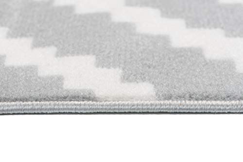 TAPISO Laila Teppich Modern Kurzflor Grau Weiß Geometrisch Marokkanisch Karo Design Wohnzimmer Schlafzimmer 80 x 150 cm – Bild 6