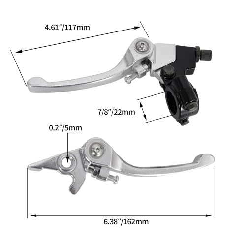 Rutu Folding Clutch Brake Lever Kit,7/8 Inch 22Mm Aluminum Dirt Bike Clutch Lever For 110Cc 125Cc 140Cc Ttr Ssr Xmotos Taotao Apollo Dbx15/18/19 Pit Dirt Bike Motorcycle-Silver thumb #1