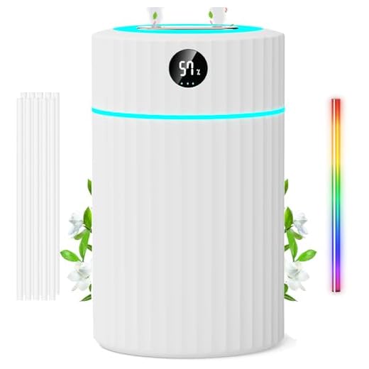 Humidificador de Aire con Pantalla LED Doble Spray, 36H Humificador de Aromas, 23dB Silencioso, 1.8L Humidifier con Luz Nocturna de 7 Colores 10 Filtro, para Bebés Aliviar Mocos, para Cuarto 40㎡