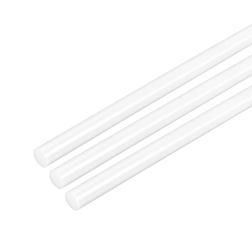 uxcell 3pcs Plastic Round Rod 3/16 Inch Dia 20 Inch Length White (POM) Polyoxymethylene Rods Engineering Plastic Round Bars(5mm)