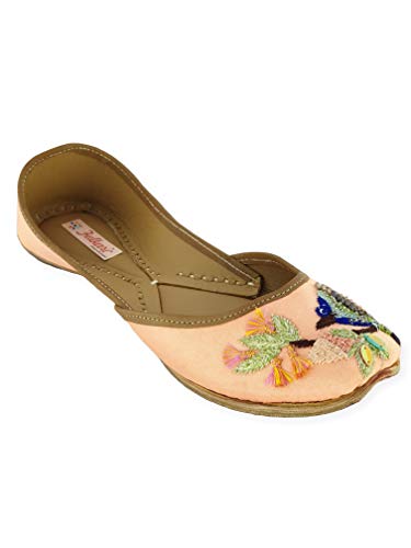Image of Fulkari Prime Pure Leather Casual Women's Soft Leather Bite and Pinch Free Ladies Jutti Ethnic Mojari