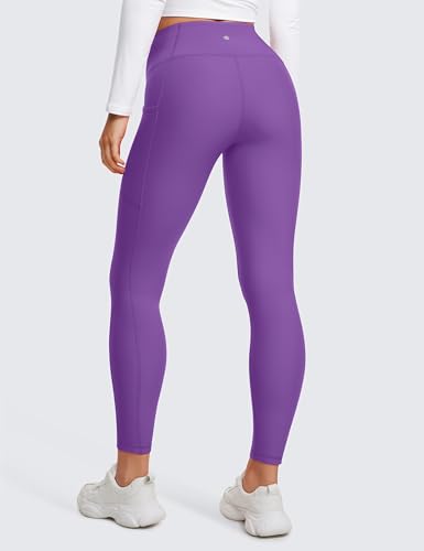 Image of CRZ YOGA Fleece Lined Leggings Pockets 25'' - Thermal High Waisted Casual Lounge Workout Womens Yoga Pants Winter Warm