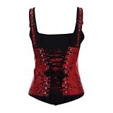 Generisch Renaissance Corsage Tops für Damen Vintage Schnür Corsage Overbust mit Knochenstütze als Bustier Bodice für Halloween Kostüme Piratenkostüm
