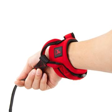 Image of Gooby Neoprene Wristband Sport Leash, Red, 6 FT | Hands-free wristband; Neoprene padded cushion; 6 ft; Adjustable hook-and-loop fastener; All-weather
