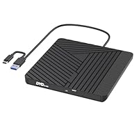 MOSWAG External DVD Drive USB 3.0 USB C CD Burner CD/DVD +/-RW Optical Drive, Slim Portable DVD CD ROM Rewriter Writer Duplicator for Laptop Desktop PC