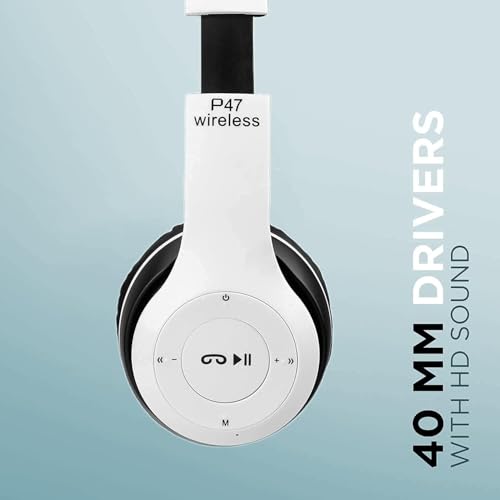 Image of Clokify Over-Ear Wireless Gaming Headphones, Bluetooth with Microphone with Long Battery Backup (White)