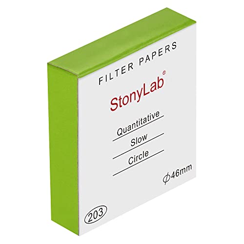 stonylab Quantitative Filter Paper, 100 Pack Slow Flow Rate Cellulose Filter Paper Circles with 10 Micron Particle Retention, 46 mm Diameter