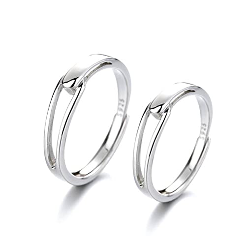 Bague ouverte en argent S925 pour couple avec une taille réglable