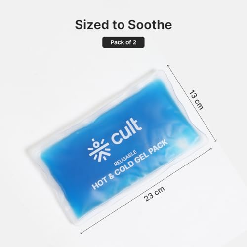 Image of Cult Reusable Hot & Cold Gel Pack for Pain Relief in Cramps, Swelling, Sports Injuries, Neck, Back, Shoulders, Joints, and Everyday Muscle Recovery - Flexible & Portable Therapy Pack of 2