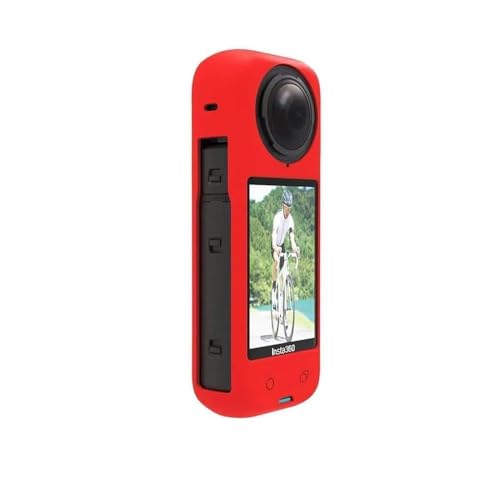 Image of Action Pro Silicone Protective Cover + Lens Cap Compatible with Insta360 X4 Action Camera (Red)