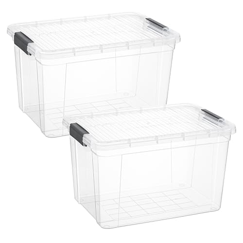 Image of Superio 26.5 Quart Clear Plastic Storage Boxes with Lids, Stackable Organizer Containers, BPA-Free Storage Bins for Home, Office, School & Dorm, 2 Pack