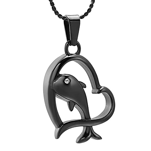 Bijoux de crémation dauphin en acier inoxydable noir pour cendres