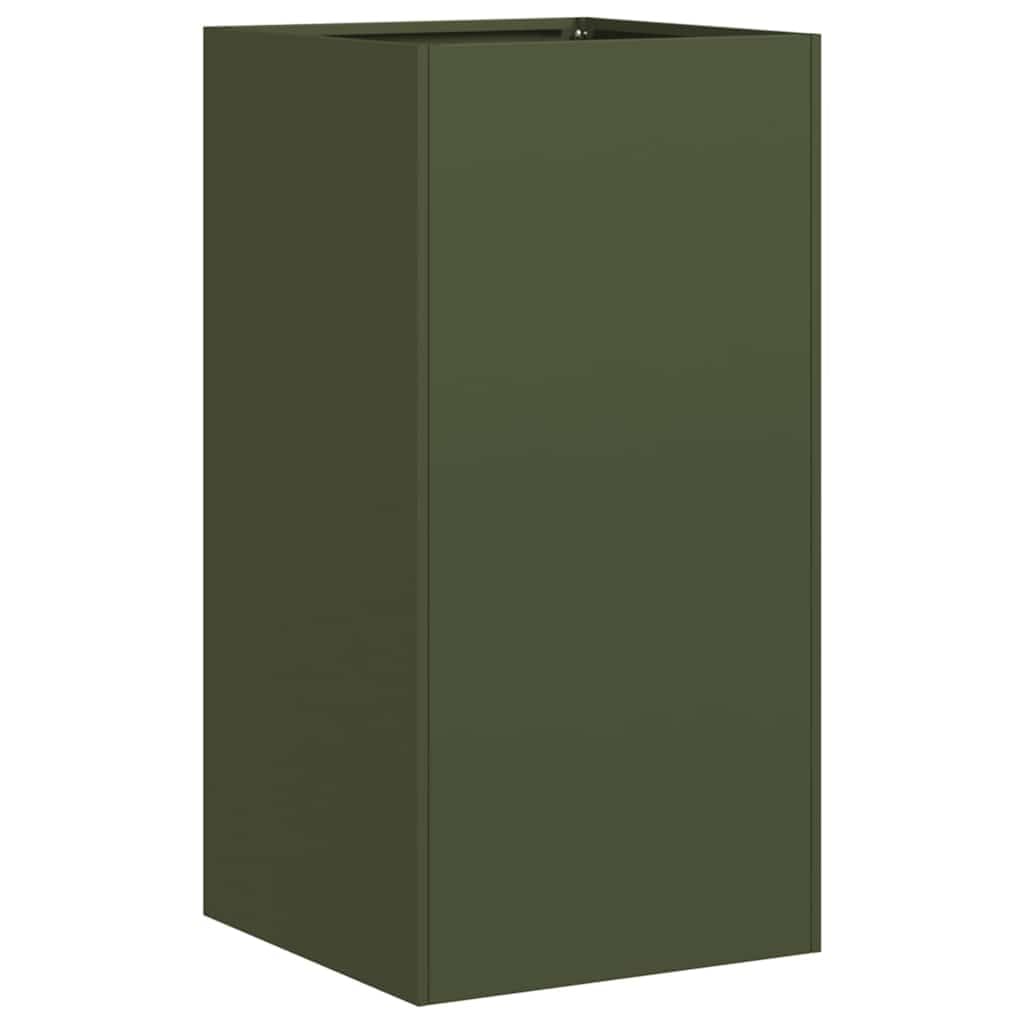 Brokky Jardinera Exterio Bancal de Metal Elevado de jardín Duradero & Moderno para Plantas Flores Verduras-Verde oliva-40 x 40 x 80 cm