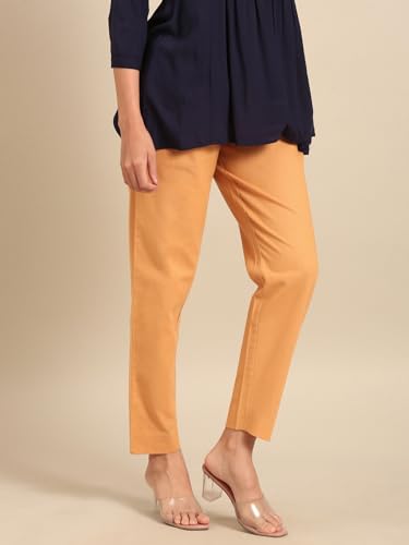 Image of TWIN BIRDS Women Cotton Straight Fit Pants | Ethnic Casual Daily Trousers