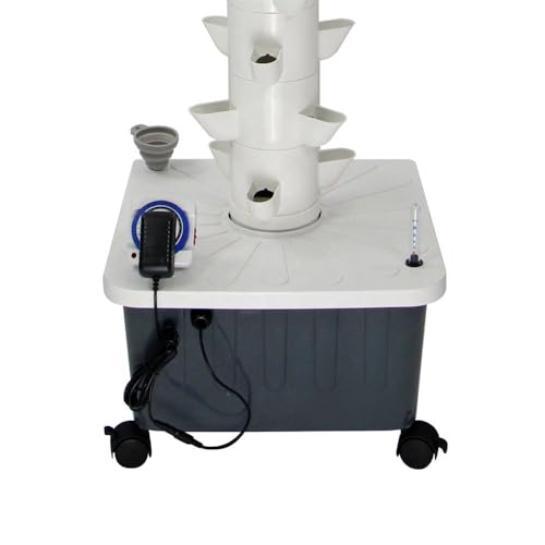 TIRUSS Vertical Hydroponic Grow Tower Aeroponic Tower for Herbs, Fruits and Vegetables 15 Layer 45 Plants Sites with Movable Water Tank Hydrating Pump, Timer, Adapter (45 pots)