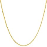 LIFETIME JEWELRY 1.4mm Box Chain Necklace for Women and Men 24k Real Gold Plated (Yellow Gold, 20)