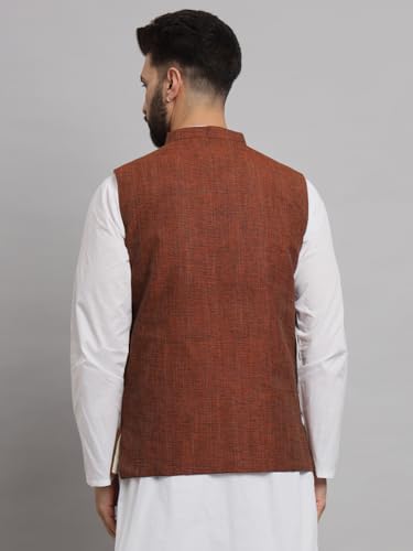 Image of LATEST CHIKAN Men's Traditional Cotton Solid Nehru Jacket /Waistcoat