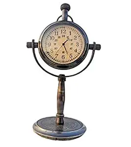 Antique Brass Rounded Shape Table Clock for Home Study Living Room Homo & Office Decor Showpiece Collectible Item Table Top