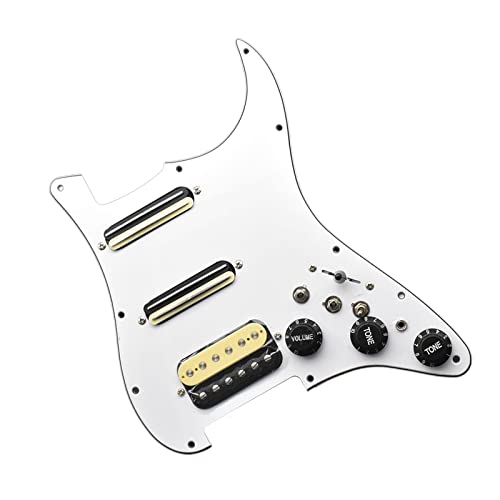 Harilla Electric Guitar Pickguard Pickup Direct Replaces White,Loaded Prewired Pickup Pickguard,Practical Easy Installation Sturdy for Accessories, With adapter