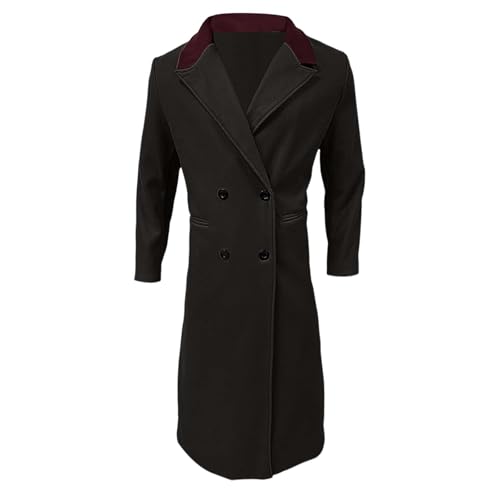 Manteau Homme Hiver Caban Trench Jaketa Veste Chaud Duffle Coat Monteau d'hiver Grand Froid Long Laine Manteaux Court en Bouillie pour Trois Quart Longue Noir...