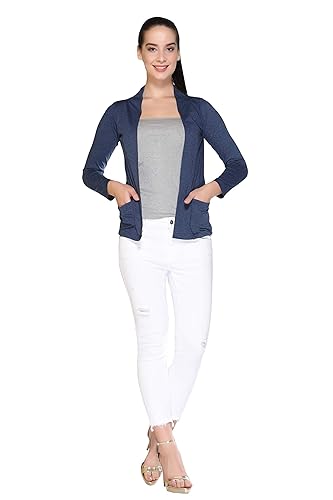 Image of In Love Women's Cotton Blend Front Open Shrug with Pockets | Cotton fabric - lightweight front-open shrug for summer layering