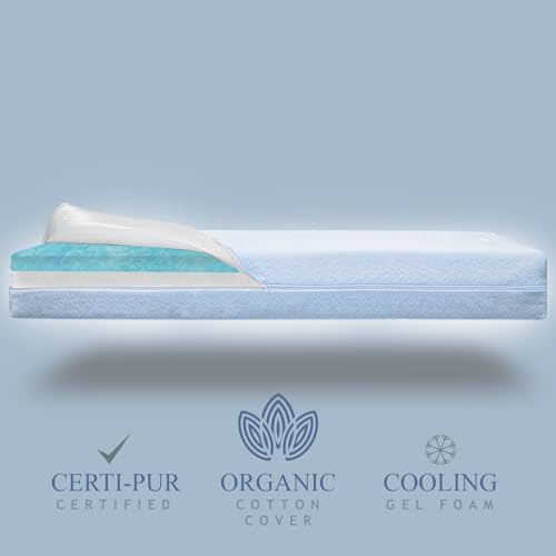 Image of Organic Cotton Covered Dual-Sided Crib Mattress | 2-Stage Premium Memory Foam CertiPUR-US Hypoallergenic Baby Mattress Firm Support for Infant Cooling Gel for Toddler, Waterproof Washable, 52x27.5x5.5