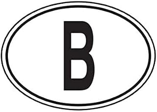 B Belgium Country Code Oval Sticker Decal Self Adhesive Belgian Euro Truck Car Decal Vinyl Bumper Sticker Sticks to Any Surface 5"