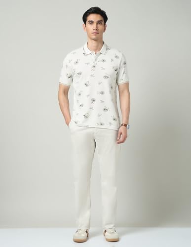 Image of Arvind Floral Printed Slim Fit Polo Shirt