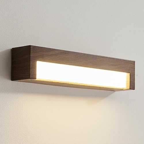 Modern Wood LED Vanity Light Bar Natural Wooden Linear Wall