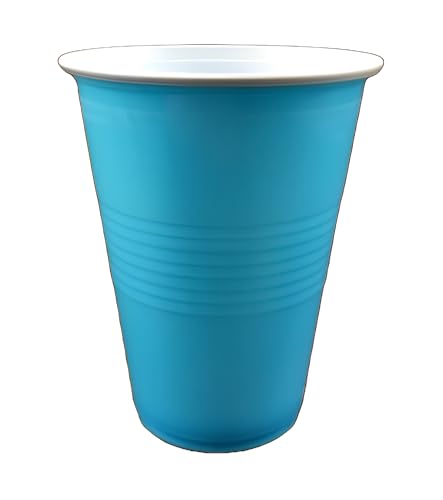 Image of Tickles Pack of 50, Beer Pong Glasses with Free Ping Pong Balls Set, Easy Grip Reusable Drinking Party Cups for Iced Tea, Punch, Cocktail, Couple, Ladies Games (Color: Light Blue Size: 475 ml)