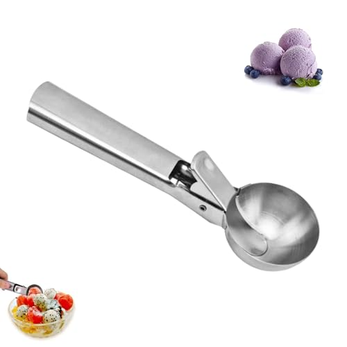 Cuillère à Glace Cuillère à Crème Glacée en Acier Inoxydable Boules a Glace avec Déclencheur pour Crème Glacée Pâte à Biscuits Smoothie