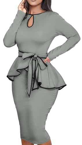 Image of Women's Bodycon Vintage Dresses Elegant Peplum Dresses for Women Business Work Office
