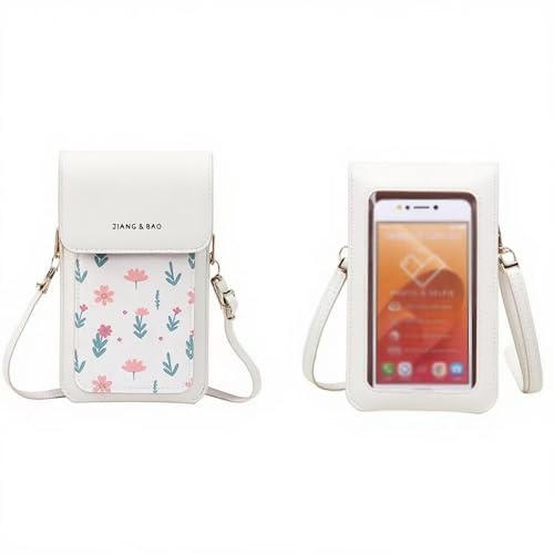 Bolsa tiracolo feminina para celular com tela sensível ao toque, bolsa tiracolo pequena, alça ajustável