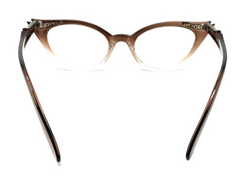 Cateye Women's Eyeglasses or Sunglasses Vintage Inspired Fashion (Brown Fade Frame Clear)…