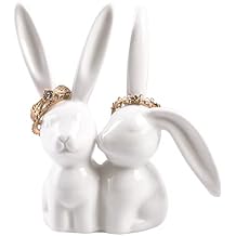 Yundu Ceramics Bunny Jewelry Ring Holder,Wedding Engagement Ring Stand, Jewelry Stand, Cute Preppy Room Decor, Cute Gifts for Women