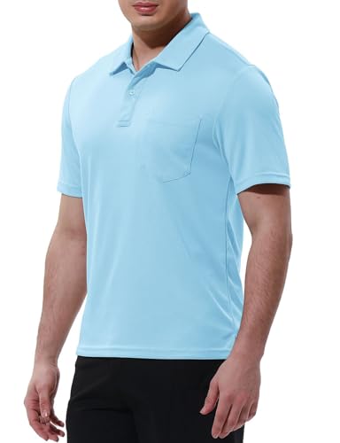 Image of Rdruko Men's Polo Shirts Short Sleeve Quick Dry Outdoor Golf Sports Shirts with Pocket