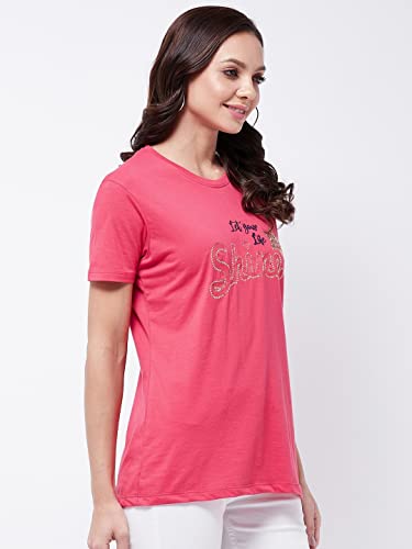 Image of Modeve Women Printed Cotton Blend Half Sleeve Round Neck T-Shirt for Summer