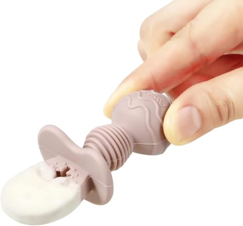 PandaEar 6er Set Baby Besteck Silikon - 4x Lernlöffel & 2x Gabel – Esslernbesteck ab 6 Monate für BLW Selbstfütterung – Weiche Zahnungshilfe & BPA-frei (Altrosa, Leinen)