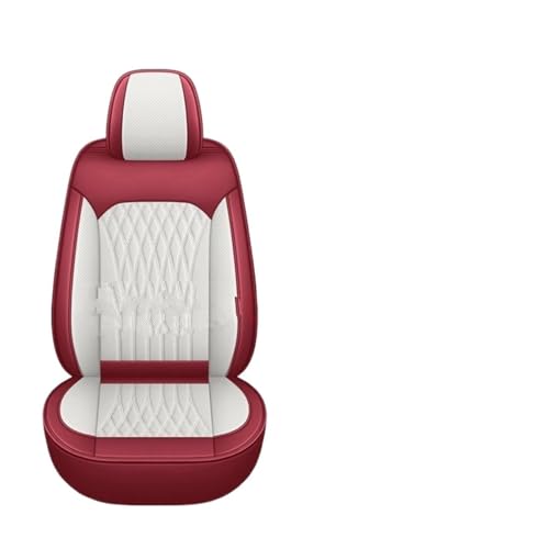 Housse de siège de voiture universelle en cuir PU blanc rouge 5 places