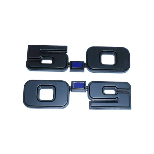 Image of 2Pc 1979-1993 5.0 Liter Engine Emblem Driver & Passenger Side Badge Nameplate Replacement for D9ZZ-16228-BC (Matte Black Blue)