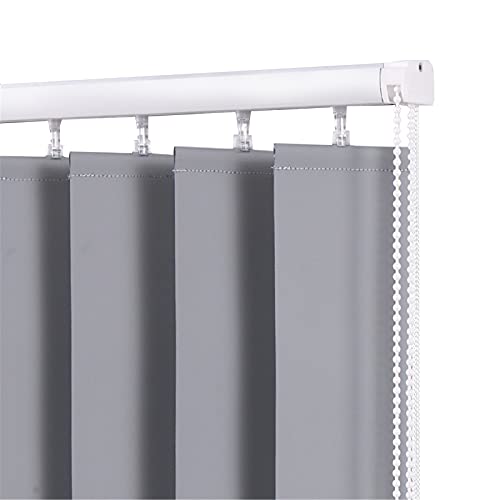 Stores Bandes Verticales Stores Verticaux à 100% Occultants, Isolation Thermique en Tissu de Lattes de 3 Pouces, Stores Verticaux de Décoration de Protection UV Gris, pour Chambres/Bureau