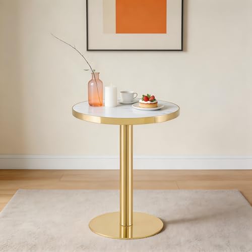 Table d'appoint ronde anti-rayures avec plateau effet marbre - 6