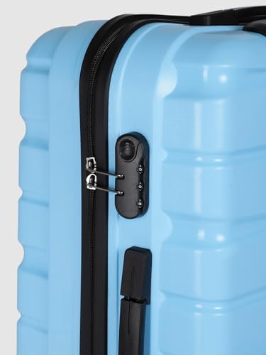Image of TEAKWOOD LEATHERS Unisex 8 Wheels Trolley Bag, Hard Cabin with Zipper Closure, Adjustable Push Button & Cross Side Strap, Lock System 360 Degree (65 CM, Sky Blue)