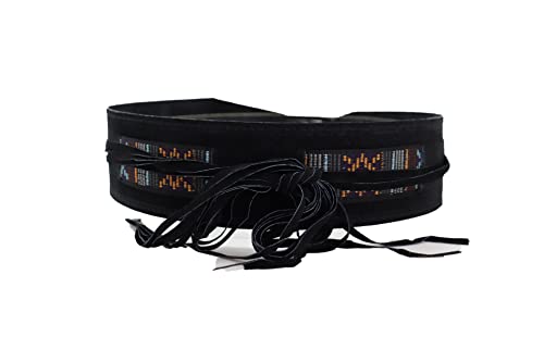 Women Ethnic Fashion Indian Style Tie Belt High Waist Hip Wrap Around Faux Leather S M L Black Color