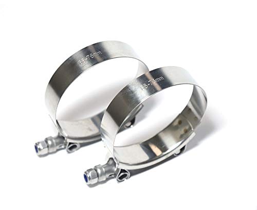 TenkeAuto Abrazadera universal en T de 68 mm a 76 mm de acero inoxidable 304 de alta PSI/turbo/intercooler para manguera de identificación (68 mm-76 mm, 2 unidades)