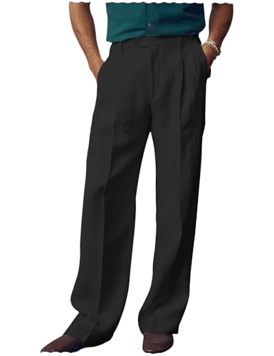 Men's Linen Pants Vintage Casual Fit Summer Lightweight Classic Beach Trousers