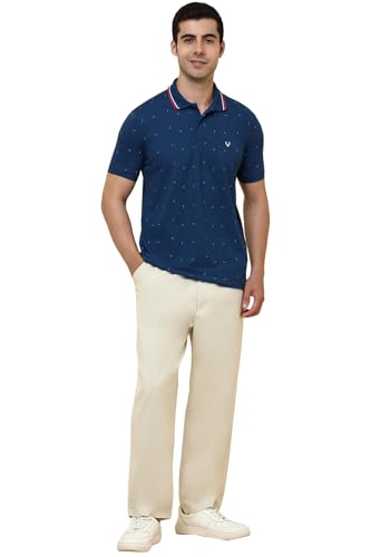 Image of Allen Solly Men's Polo T-Shirt | Polycotton Blend | Color-Block Print | Regular Fit | Smart Casual Wear